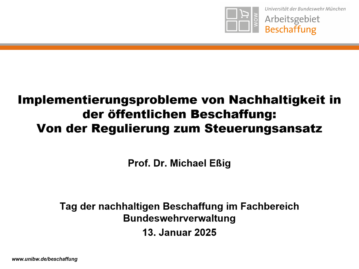 Tag der nachhaltigen Beschaffung im Fachbereich Bundeswehrverwaltung