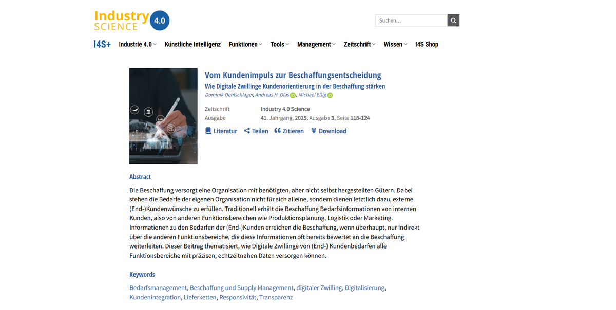 Vom Kundenimpuls zur Beschaffungsentscheidung - Wie Digitale Zwillinge Kundenorientierung in der Beschaffung stärken