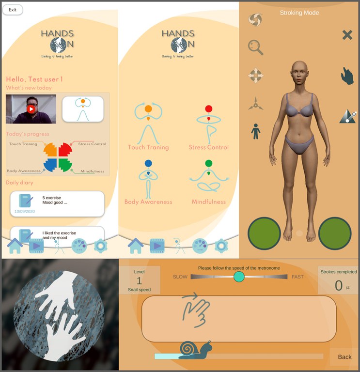Screenshots aus der App "HandsOn"