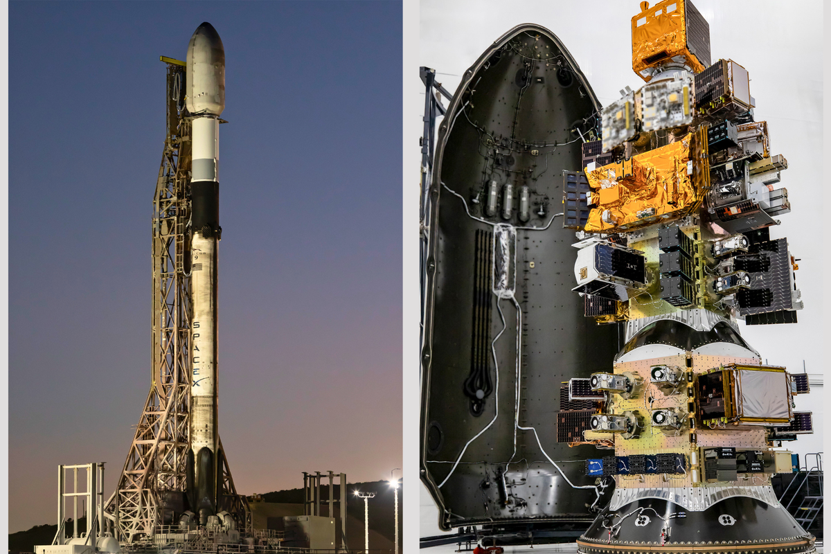 Abbildungen von Transporter und Falcon 9