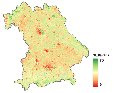 Natürlichkeitskarte von Bayern