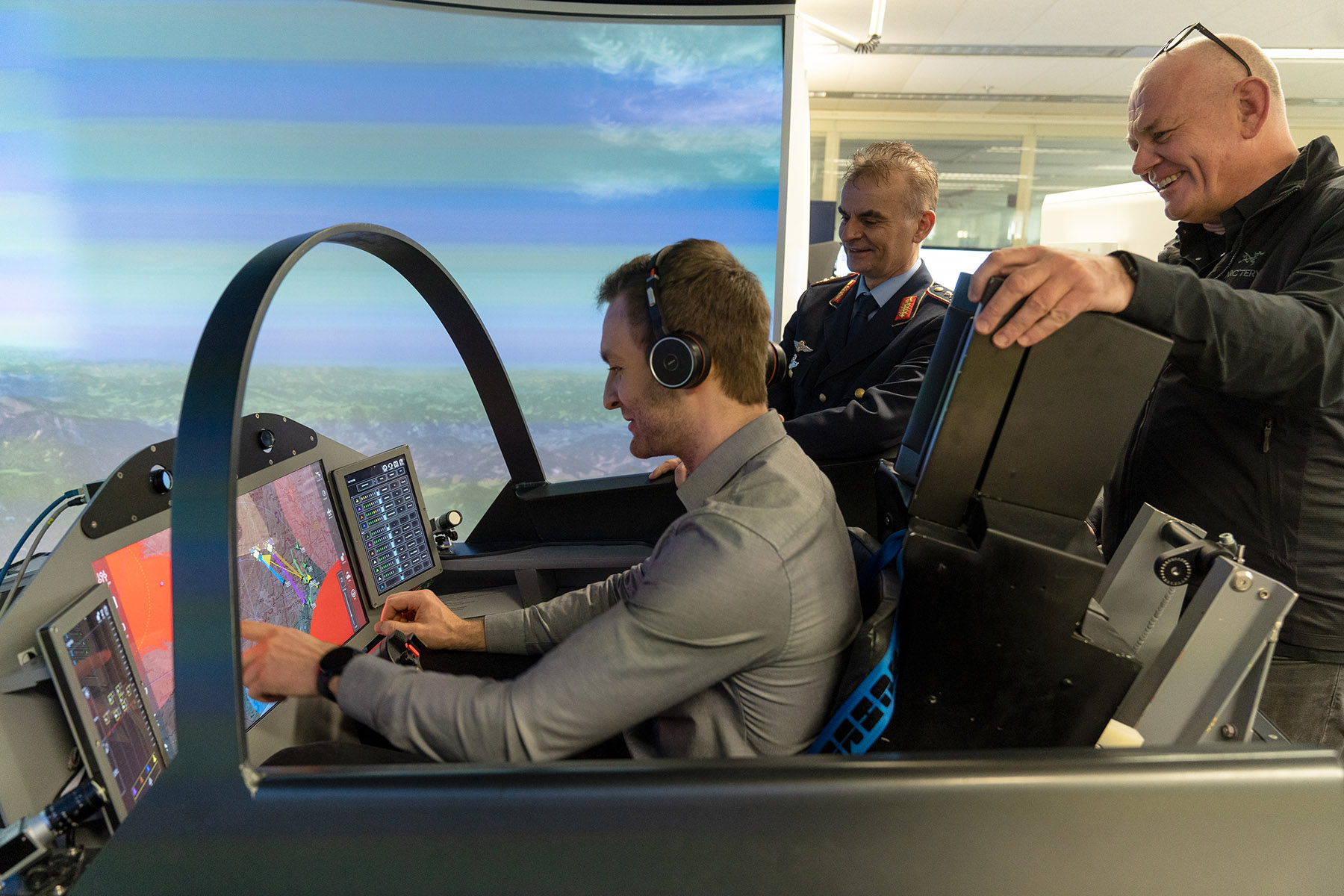 Demonstration einer Mission im Flugsimulator