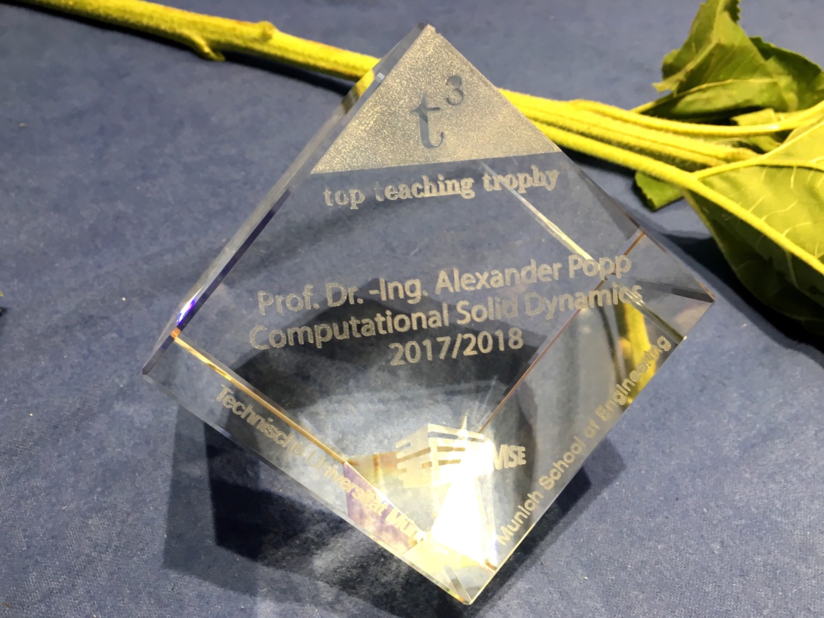 Top Teaching Trophy - MSE/TUM Teaching Prize for Prof. Alexander Popp