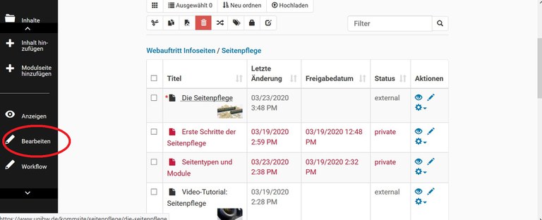 inhalt editieren
