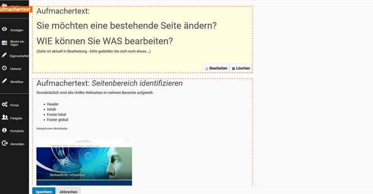 Modulseite Bearbeitungs-Modus