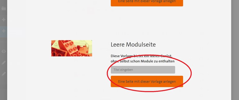 Modulseite Template auswählen