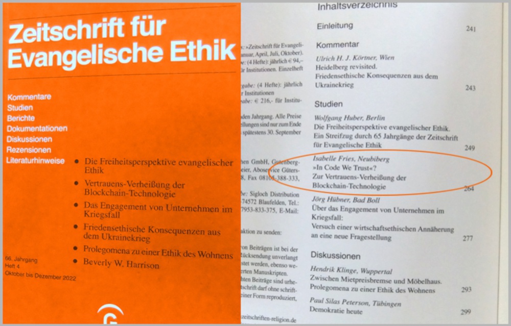 Fachartikel in der Zeitschrift für Evangelische Ethik